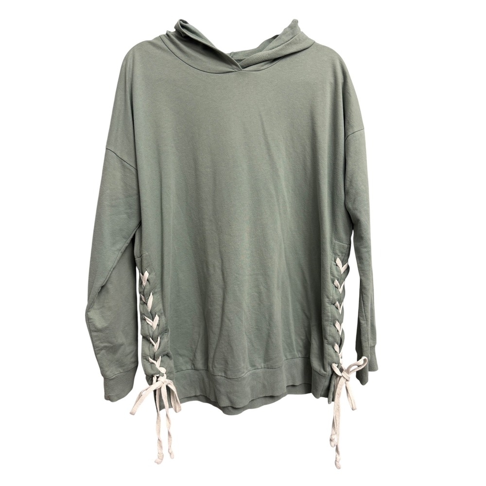 Flirtitude Active Sage Green Lace Up Side Hoodie Sweatshirt XL Relaxed Fit Y2K